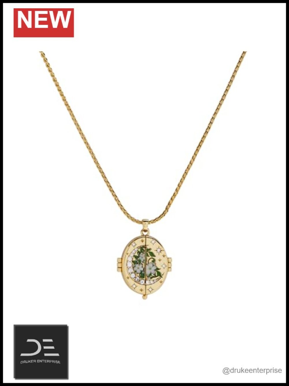Enamel Brass Locket Necklace ACOTAR Night Court Adjustable Nickel Free Jewelry